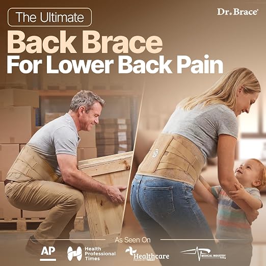 DR. BRACE® Lower Back Brace for Men & Women for Lower Back Pain Relief, Revolutionary Versatile Splints System & Removable Lumbar Pad, Adjustable & Breathable Back Support Brace