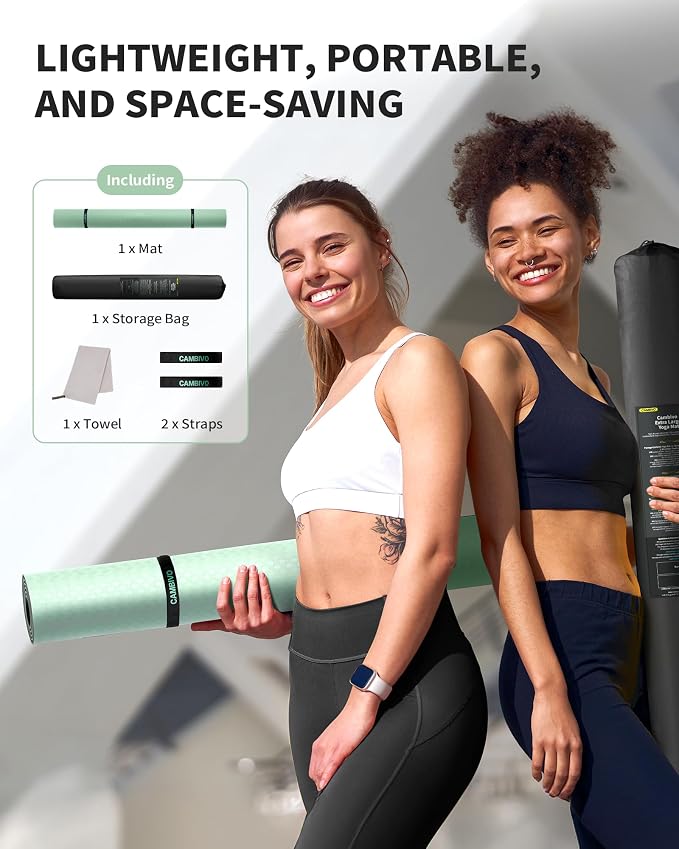 CAMBIVO 72''x48'' Large Yoga Mat, Extra Thick TPE Workout Mat | extra large exercise mat, non-slip TPE cushioning for joint relief, pilates stretching, apartment noise dampening