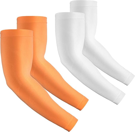 2 Pairs UV Protection Cooling Arm Sleeves Compression Sun Sleeves for Men Women Youth, Tattoo Cover Up, UPF 50