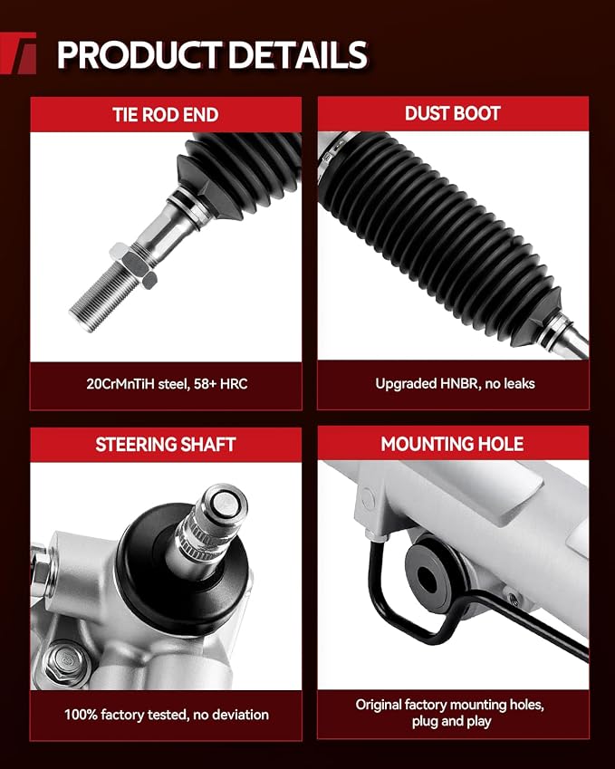 Torchbeam Power Steering Rack & Pinion Assembly Fit for 2007-2021 Tundra, 2008-2022 Sequoia, Hydraulic System Steering, Replaces OEM 26-2633