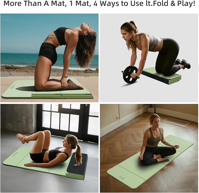 LVME Foldable Yoga Mat, 71"x24"x1/3" Thick(8mm), Non Slip Exercise Mat | SGS Certified POE, Fitness Travel Mat, Easy To Store, Foldable for Exercise, Yoga, Pilates, Home Workouts