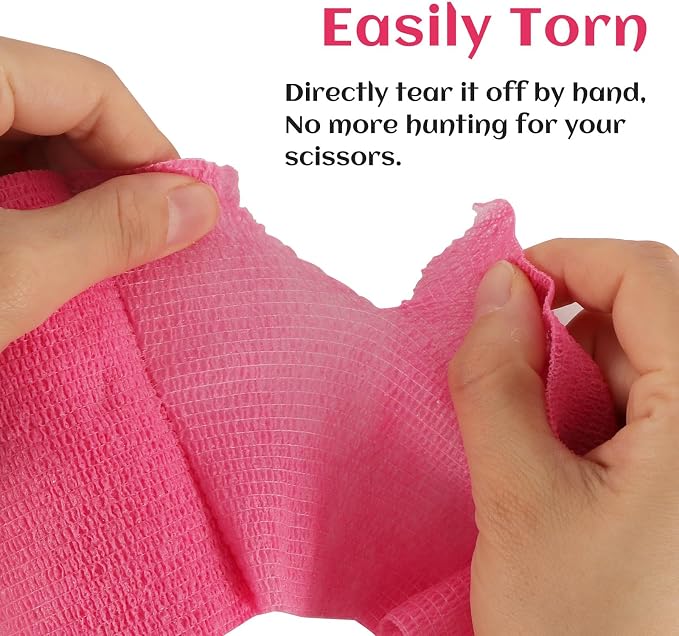 6 Rolls Elastic Self Adhesive Bandage Wrap 4 Inch, Breathable Non Woven Cohesive Bandage, Vet Wrap for Dogs, Ankle Sprains Swelling Medical First Aid Tape, Sports Athletic Tape Color