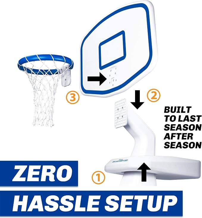 GoSports Splash Hoop PRO Pool Basketball Game – Modern Poolside Basketball Hoop with Backboard, Ball & Pump – Swimming Pool Basketball Hoop for Inground & Above Ground Pools