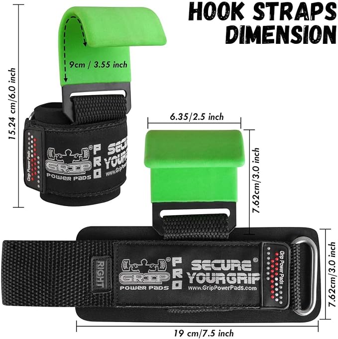Weight Lifting Rod Hooks Heavy Duty Wrist Wraps Power Weight Lifting Training Gym Grips Straps Set of 2