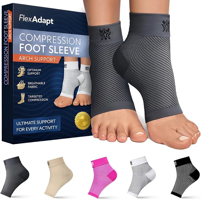 Compression Socks for Plantar Fasciitis & Achilles Tendonitis Relief – Pair of Ankle Compression Sleeves for Foot Swelling, Heel Spurs, Pain & Fatigue – Comfortable Arch Support Brace for Daily Use (Gray, Medium)