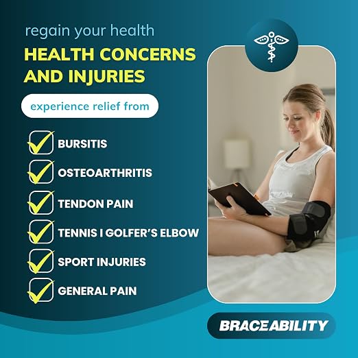 BraceAbility Bursitis Elbow Pad Brace | Compression Arm Sleeve Wrap with Padded Soft Support Cushion for Olecranon Joint Pain, Bursa Protection, Arthritis & Tendonitis Relief (S/M)