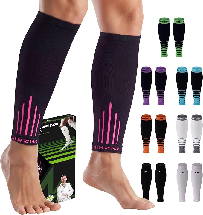 NEWZILL Compression Calf Sleeves (20-30mmHg) for Men & Women Perfect Option to Compression Socks for Running Travel Nursing