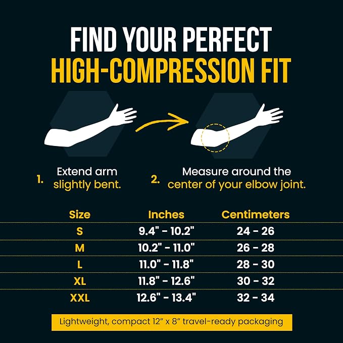 Bay Gear Co. Elbow Compression Sleeve for Weightlifting Men & Women, (S - XL)