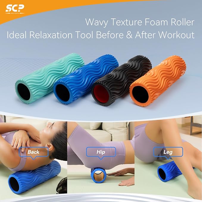 SUBCULTUREPICK Medium Density Foam Roller for Deep Tissue Muscle Massage | 15" Wave Textured Muscle Back Roller for Back and Leg Muscles - Self Myofascial Release of Painful, Fitness for Pilates, Yoga