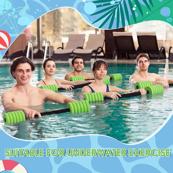 Soulchen Long Aquatic Exercise Dumbbells Pool Exercise Foam Water Weights Dumbbell Aquatic Pool Barbells with High Density EVA Foam for Swim Water Aerobics Workouts Loss