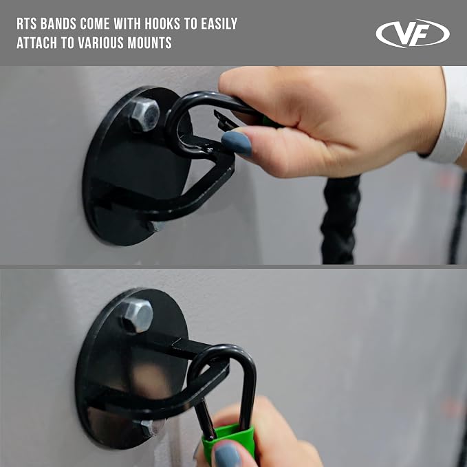 Valor Fitness Resistance Bands - 5lb to 25lbs - Carabiners Attached & 2 Bands per Weight Option with Handles– Sheath Covered - Strength Training New Compact 39" Design - Wall Door Rack Mount Options