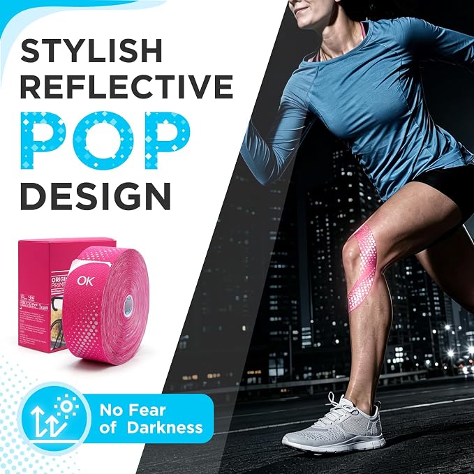OK TAPE Kinesiology Tape Synthetic Precut 100 Strips 2inch x 27.8yd 1 Roll | Waterproof Kinesiology Athletic Tape for Joint & Muscle, Wrist Support, Reflective and Durable Tape Pink
