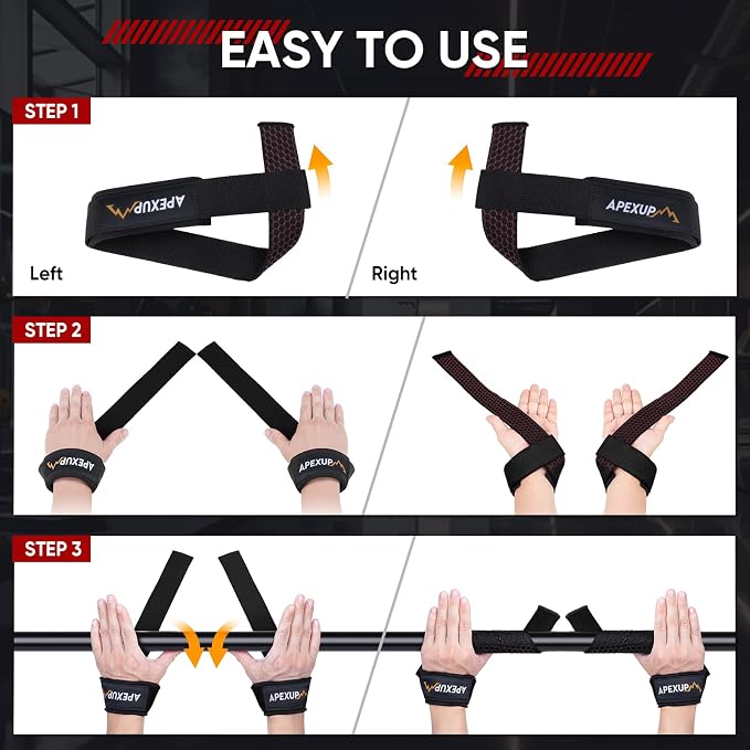 Weight Lifting Straps for Weightlifting, Lifting Wrist Straps Gym, Deadlift Strap, Anti Slip Silicone Weightlifting Strap Men Women Powerlifting, Strength Training