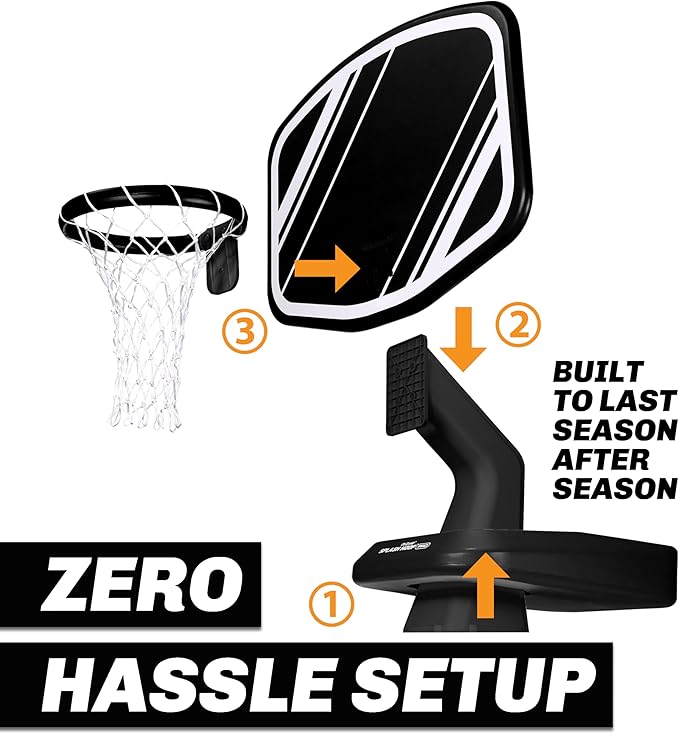 GoSports Splash Hoop PRO Pool Basketball Game – Modern Poolside Basketball Hoop with Backboard, Ball & Pump – Swimming Pool Basketball Hoop for Inground & Above Ground Pools