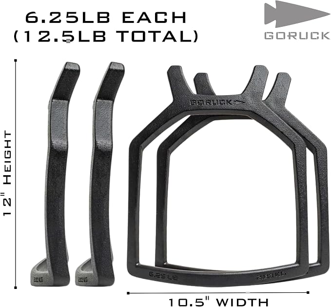 GORUCK Curved Ruck Plate 2 Pack for Rucking Weight Vest | Cast Iron Weighted Vest Plates, Chest Cutout for Easier Breathing, Powder Coated, Fits GORUCK Rucking Weight Vest Only