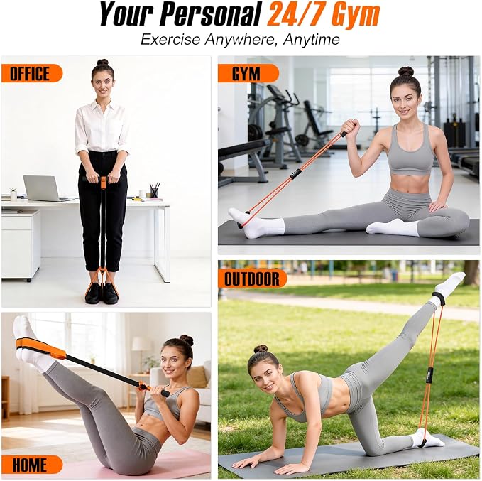 Upgraded Durable Pedal Resistance Band with Handle and Figure 8 Resistance Band Set, Stretch Bands for Exercise, Full Body Workout Equipment for Core Abs Waist Arms Back Stretching Training
