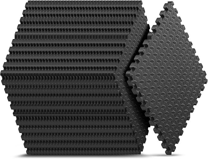 24 Pack 96 sqft Home Gym Mat, Puzzle Exercise Mat, EVA Interlocking Foam Floor Tiles for Home Workout Equipment and Kids' Play Areas - Black, 24 in x 24 in x ½ in - 24 Tiles