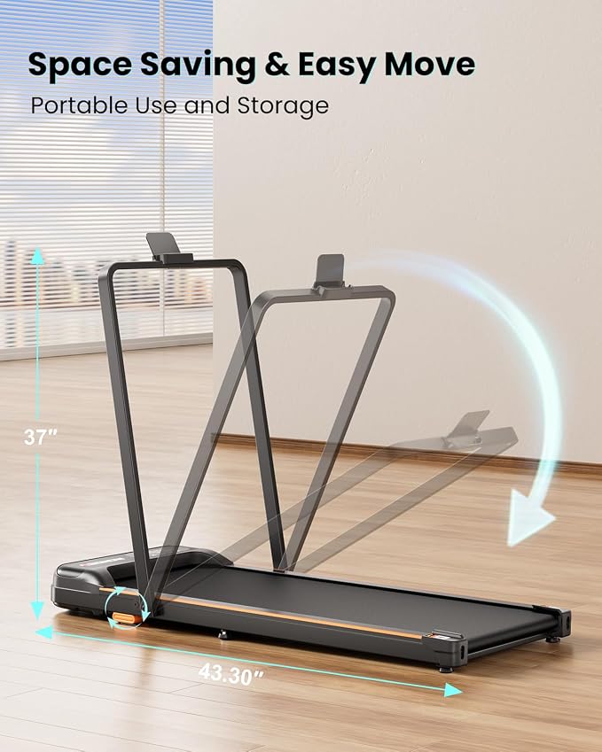 Abonow Walking Pad Treadmill with Handle Bar for Home Office | 3.0HP Compact Treadmills, 8% Manual Incline 2 in 1 Under Desk Walking Machine, LED Display, 265 LBS Capacity