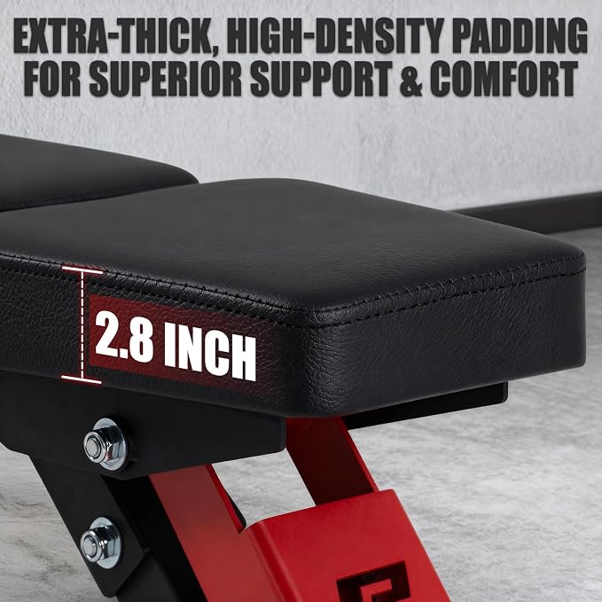 RitFit 3-Section Adjustable Weight Bench for Home Gym, 1600LB Capacity | Incline Decline Flat, 10 Backrest & 5 Headrest Positions, Full Body Strength Training with 14GA Steel Frame