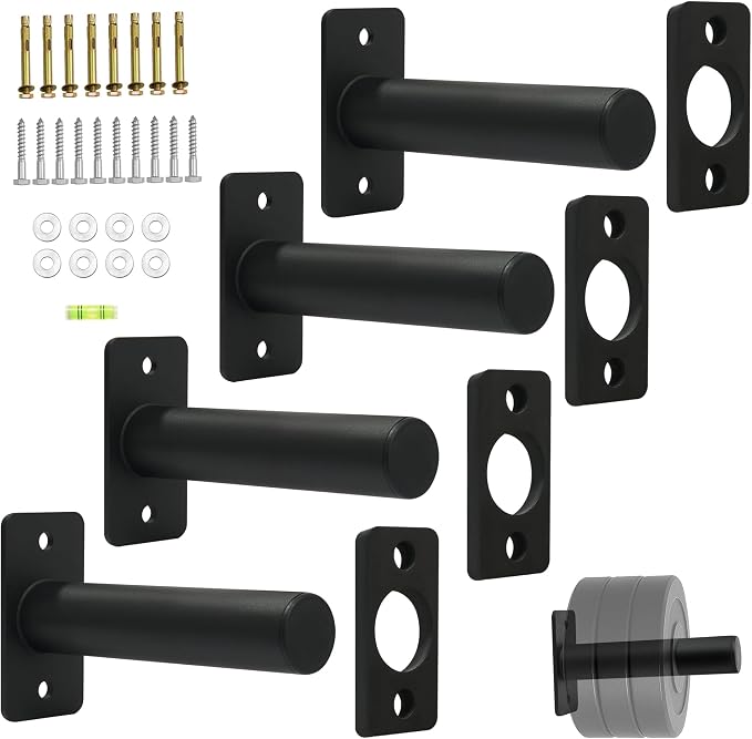 Wall Mounted Weight Plate Rack, Olympic Weight Plate Holder, 2-Inch | Heavy-duty steel organizer for home gym and garage gym use supports 275 lb with hardware for wood studs or concrete.