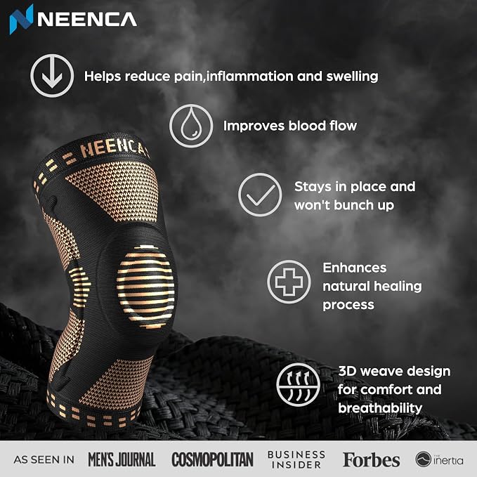 NEENCA Professional Knee Brace for Pain Relief, Medical Knee Support with Patella Pad & Side Stabilizers, Compression Knee Sleeve for Meniscus Tear, ACL, Joint Pain, Runner, Workout - FSA/HSA APPROVED | Patented Patella Gel Pad & Side Stabilizers, Comp...