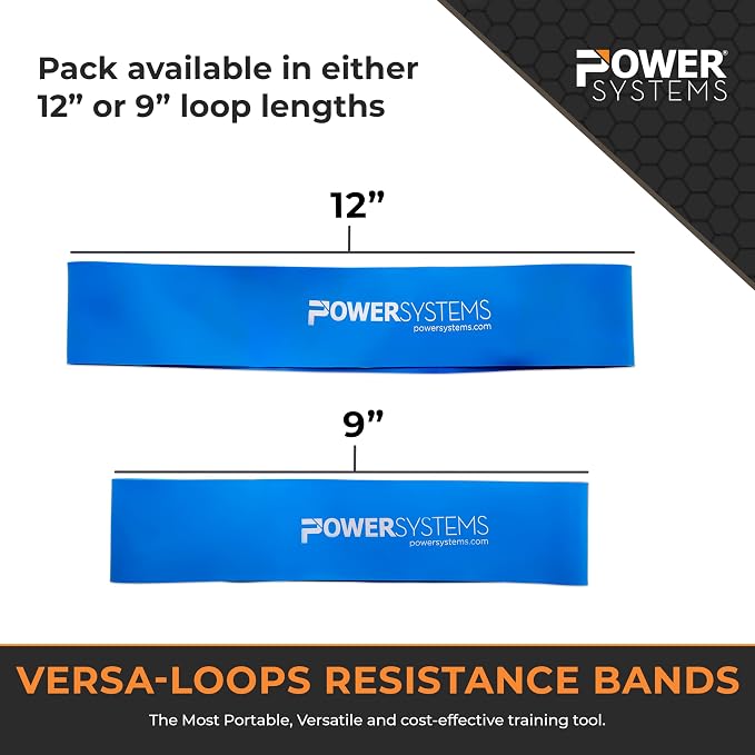 Power Systems Versa Loops Commercial Grade Resistance Bands, Exercise Loop Bands Kit for Working Out, Elastic Bands for Physical Therapy, Strength, and Fitness Training at Home or Gym