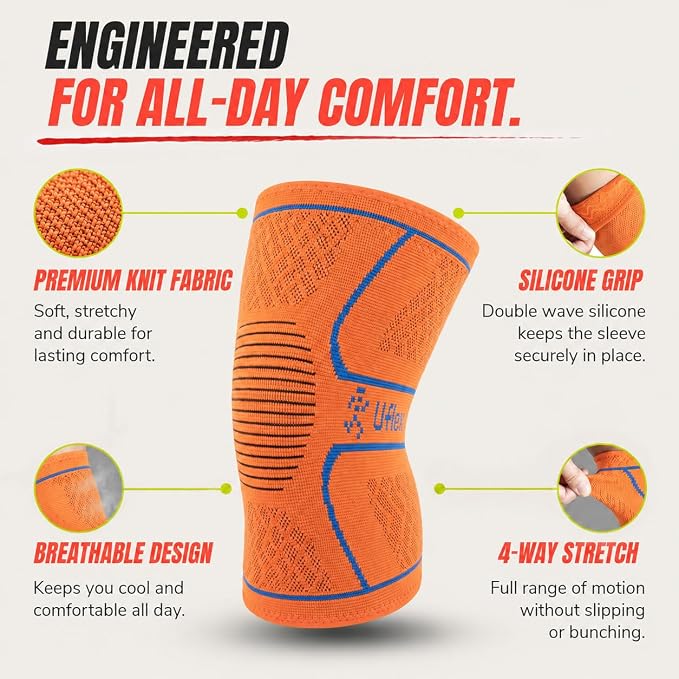 Knee Brace for Men and Women Knee Compression Sleeve Knee Support Wraps for Arthritis Joint Pain Relief, Workout, Swelling, Sports, Circulation, Running, Recovery for ACL & Meniscus Tear