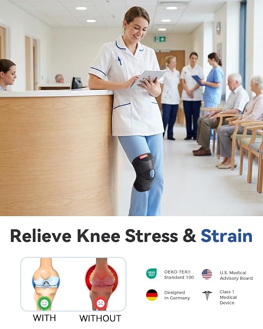 Medical Knee Brace for Women & Men,Knee Support with Side Stabilizers | Adjustable V-Straps,Anti-Slip for Knee Pain,Meniscus Tear,ACL,MCL, Arthritis,Patella Stability and Injury Recovery