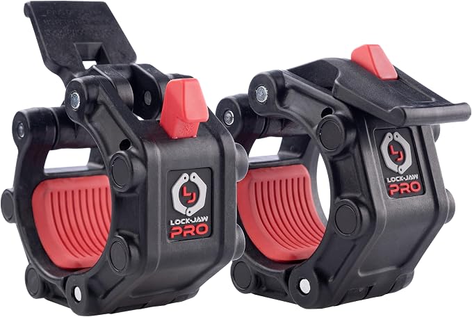 Lock-Jaw PRO 2 Barbell Collars with Magnets Barbell Clamps - 1 Pair Heavy Duty Bar Clamps for 2” & 50mm Olympic Bars – Secure Weight Bar Clamps for Strength Training & Home Gym Accessories