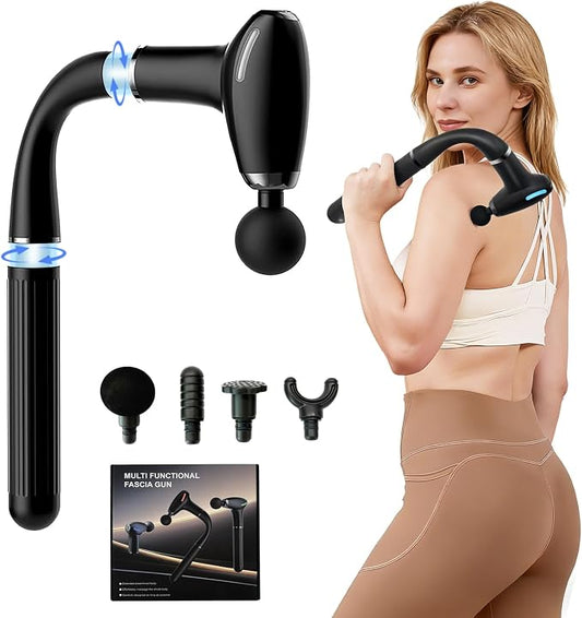 2-in-1 Detachable Massage Gun - Deep Tissue with Extension Handle, Back & Neck Pain Relief, Handheld Percussion Massager for Shoulder, Leg, Waist