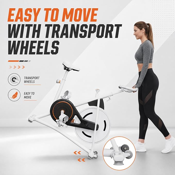 HOELLL Exercise Bike Stationary Bikes for Home Compact Indoor Cycling Bike | with Tablet Mount, with Exclusive Heart Rate Sensor and APP Sync, with Continuously Variable Resistance, Black&White&Red