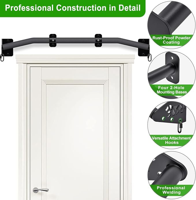 SELEWARE 32"/36" Wall Mount Pull Up Bar Joist Mount Chin Up Bar for Doorway | Heavy Duty Steel Construction Support 450 lb, w/Resistance Band Hooks, Fits 32"/36" Wall Studs for Home Gym Strength Training