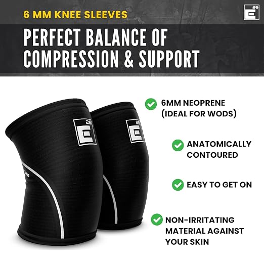 Element 26 Knee Sleeves for Weight Lifting with Gym Bag (S, Black) | 6mm Neoprene Support for Powerlifting, CrossFitting, Squats, Deadlifts, 7mm Compression, Non-Slip, Men & Women, Sold As Pair