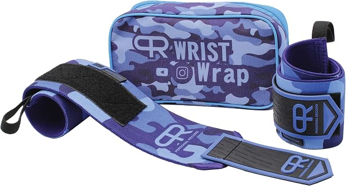 PR Personal Record Heavy Duty Premium Wrist Wraps, More Elasticity, Reinforced Stitching, Extra Wide Strap, Strong Thumb Loop, Larry Wheels Weightlifting Wraps
