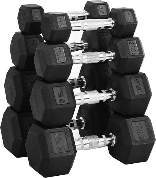 Hulkfit 60-550 lb Dumbbell Set, Rubber Coated Hex Dumbbells, Weights Dumbbells Set for Home Gym Training, Hand Weights for Women & Men