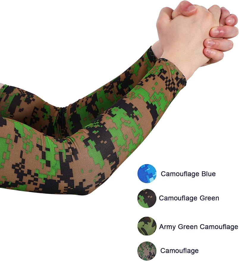 Mudder 8 Pairs UV Sun Protection Cooling Arm Sleeves for Men Women Youth Silk Compression Arm Cover Breathable Outdoors Sport