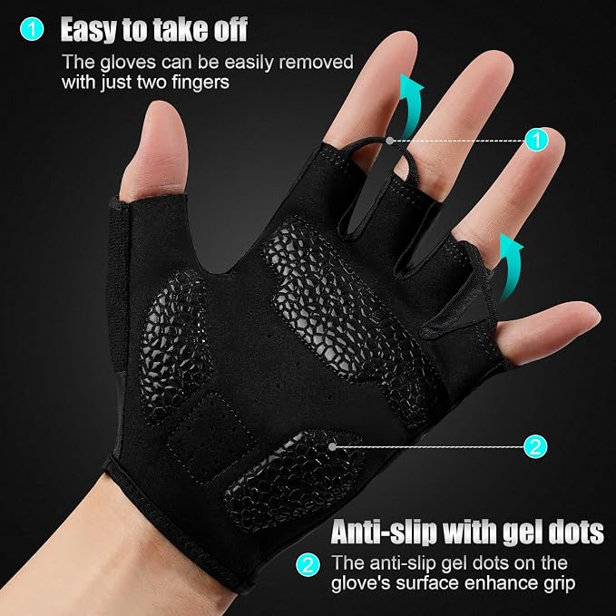 Cycling Gloves for Men Women, Half-Finger for Bike, Gym, Weight Lifting, Workout, Riding, Outdoor Sports