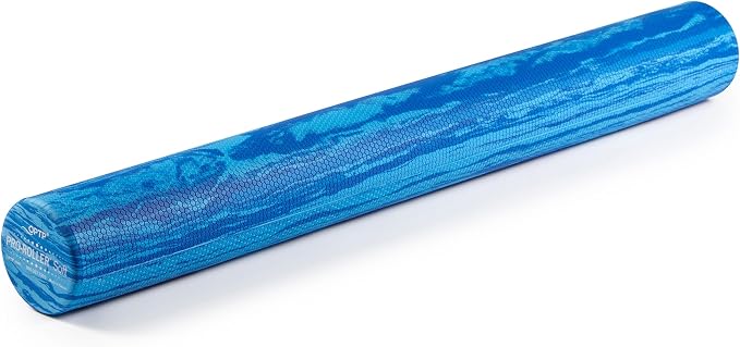 OPTP PRO-Roller Soft Density Foam Roller – Round, Blue, 36" x 4" | Low density soft foam roller for physical therapy, Pilates, yoga foam roll exercises, and muscle recovery, blue 36" x 4"