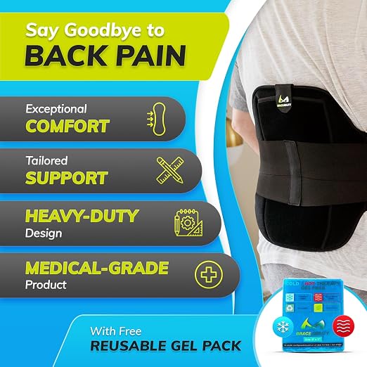 BraceAbility LSO Back Brace for Women and Men - Medical-Grade Lumbar Brace for Herniated Disc, Sciatica, Spinal Stenosis, Spondylolisthesis, Post-Surgery Recovery, Hot and Cold Therapy (M)
