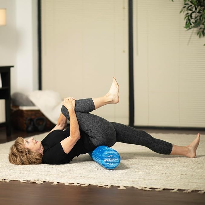 OPTP PRO-Roller Soft Density Foam Roller – Round, Blue, 36" x 6" | Soft foam roller for physical therapy, Pilates, yoga foam roll exercises, muscle recovery, blue, 36" x 6"
