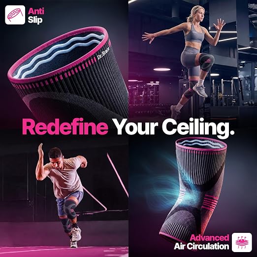 DR. BRACE Elite Compression Knee Brace for Women & Men, (2-Pack) Knee Support Compression Sleeve, Workout Sports Knee Braces for Meniscus Tear, ACL & Arthritis Pain Relief - Check Size Guide Video (Orion, XX-Large)