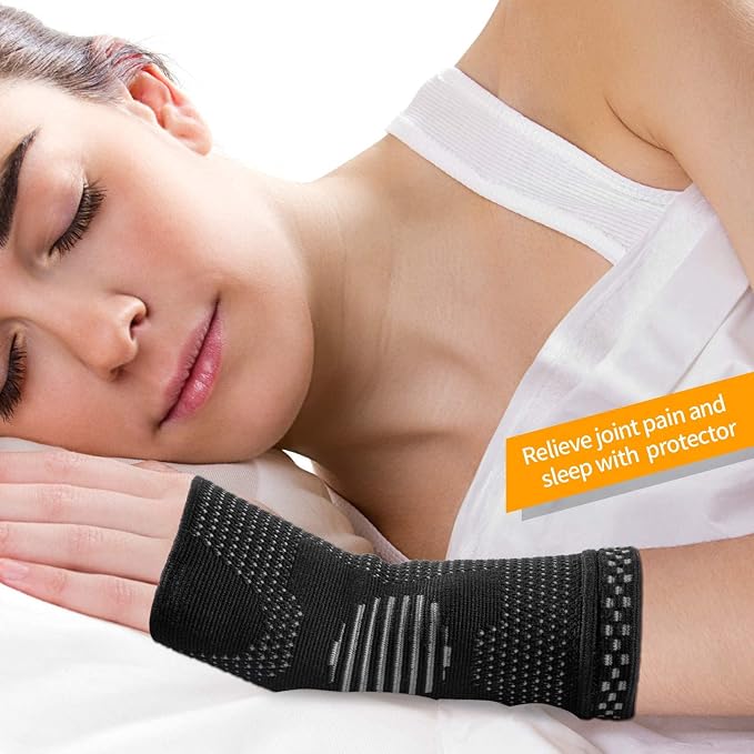 Wrist Compression Sleeves (Pair) for Carpal Tunnel and Pain Relief Treatment,Wrist Support for Women and Men.Breathable and Sweat-Absorbing carpal tunnel wrist brace