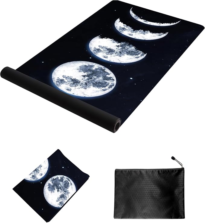 nuveti Printed Travel Yoga Mat 1/16 Inch Thick Non Slip Fitness Workout Mat | with Carrying Bag, Foldable Lightweight Suede & Natural Rubber Yoga Mat for Yoga Pilates and Fitness 72" L x 24" W x 1.5mm