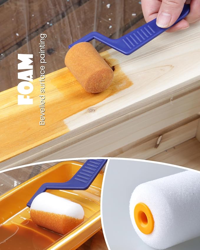 Voomey Small Paint Roller, 2 Inch Mini Paint Roller Kit 10 Pack | Microfiber Paint Rollers with Tray and Roller Frame for Touch Up Painting Wall, Door, Cabinet