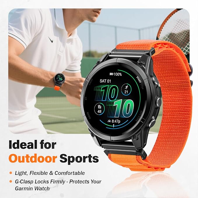 Alpine Loop Nylon Watch Band Compatible with Garmin Fenix 5X / 6X / 7X / 8 51mm, Quickfit 26mm Rugged Watch Bands for Garmin Fenix 8 Pro 51mm / 7X Pro / 6X Pro / 5X Plus, for Fenix 3, Tactix Delta