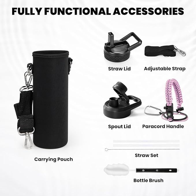 RAYMYLO Insulated Water Bottle 20 oz, Triple Wall Vacuum Stainless Steel | (Cold for 24Hrs, Hot for 12Hrs), Leak Proof & Non-BPA, Modern Water Bottle Jug for School with Straw Spout Lids