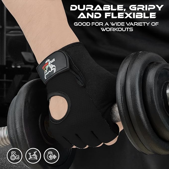 BEAST RAGE Fingerless Weight Lifting Gloves with Palm Protection Padding, Breathable Lightweight Gym Gloves for Men, Women, Weightlifting, Cycling, Exercise, Training Pull Up