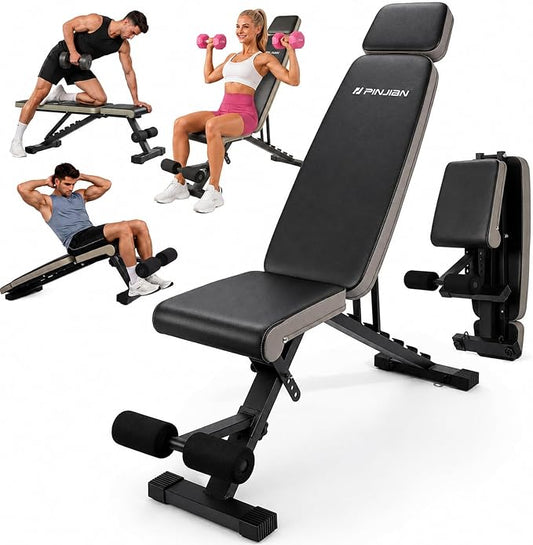 Adjustable Weight Bench, Foldable Workout Bench for Home Gym | Fast Folding & 7-Position Incline/Decline, Heavy Duty Dumbbell Bench for Home Gym / Garage Gym, Strength Training Equipment