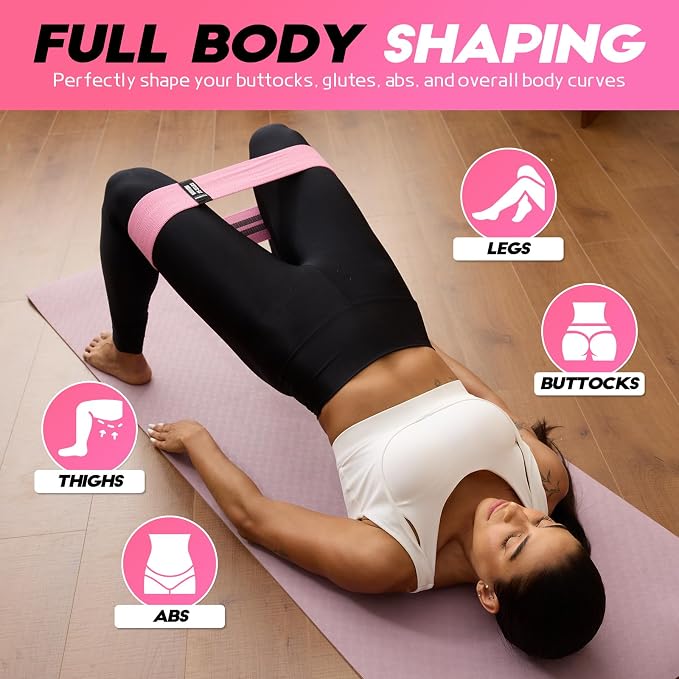 Lianjindun Booty Resistance Bands for Legs & Glutes, Non-Slip Workout Set | Exercise Bands for Working Out, Pilates, Yoga, Home Gym, Booty, Leg, Heroic/Strong/Medium/Light Fabric Loops for Women Men