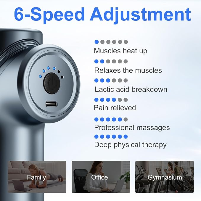 LEERCON Massage Gun Deep Tissue Mini Muscle Back Massager for Pain Relief | Silent Mini Muscle Massager with 9 Massages Heads Birthday Gifts for Men Women Dad Him (Blue)